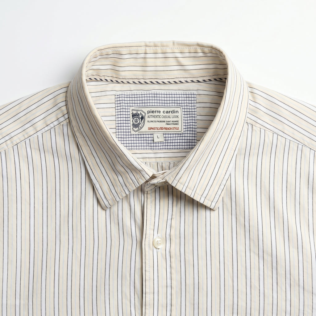 Pierre Cardin Cream Striped Casual Shirt