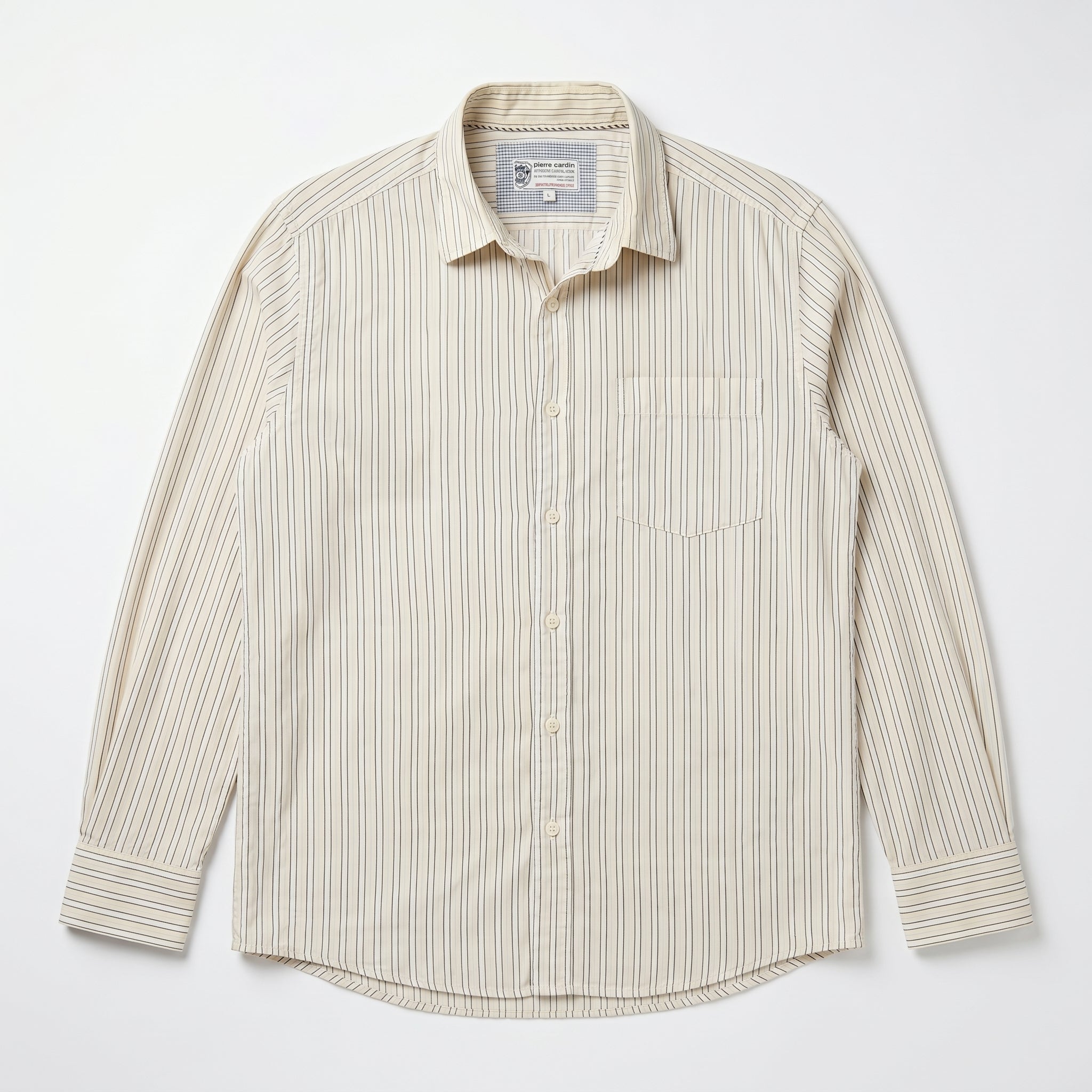Pierre Cardin Cream Striped Casual Shirt