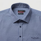 Pierre Cardin Men's Blue Gingham Regular Fit Shirt
