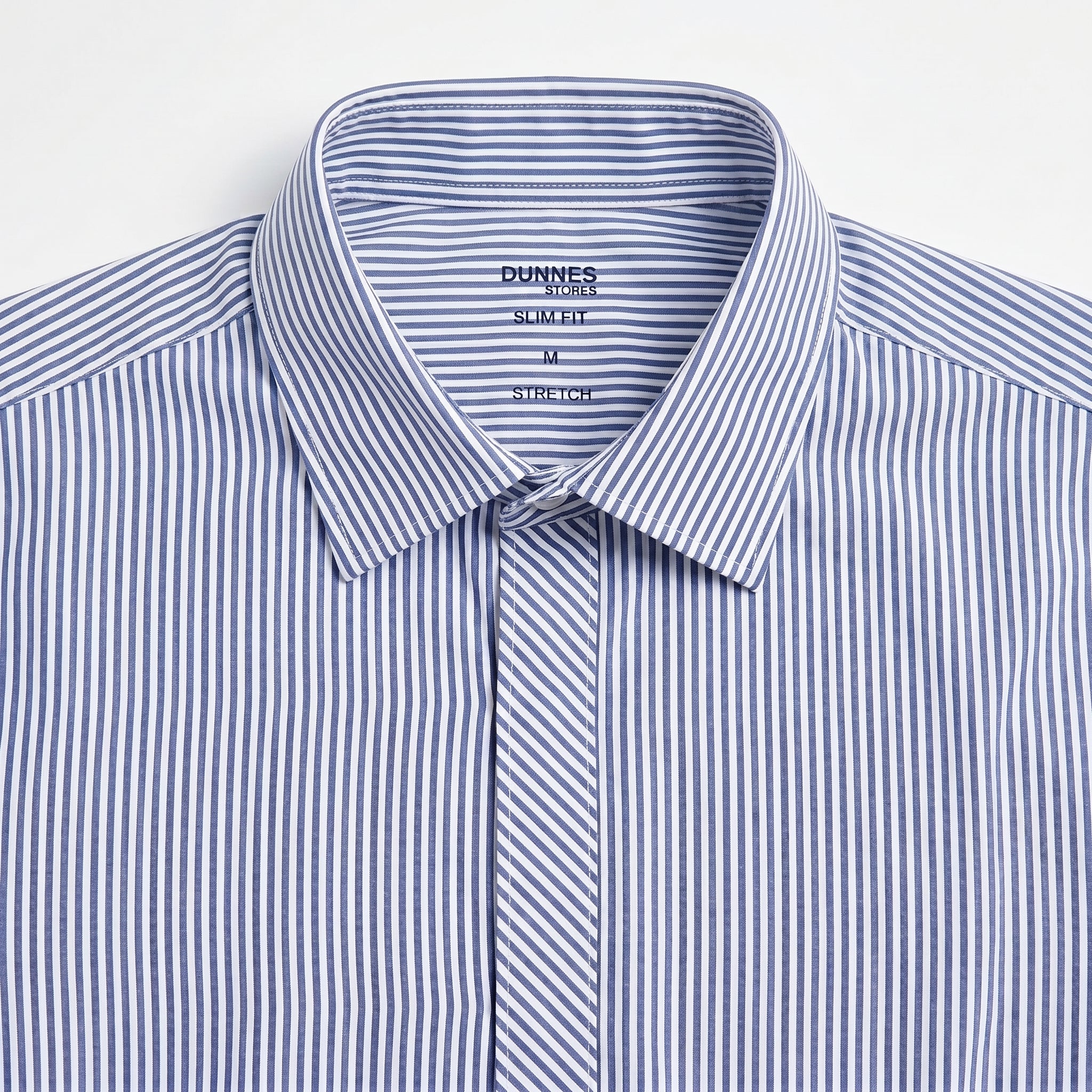 Dunnes Stores Men's Blue Striped Stretch Shirt