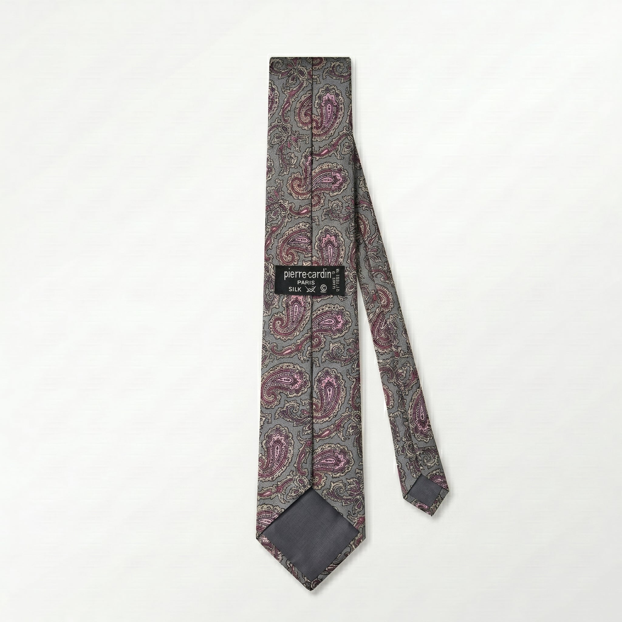 Pierre Cardin Vintage Sage Mauve Paisley Silk Tie
