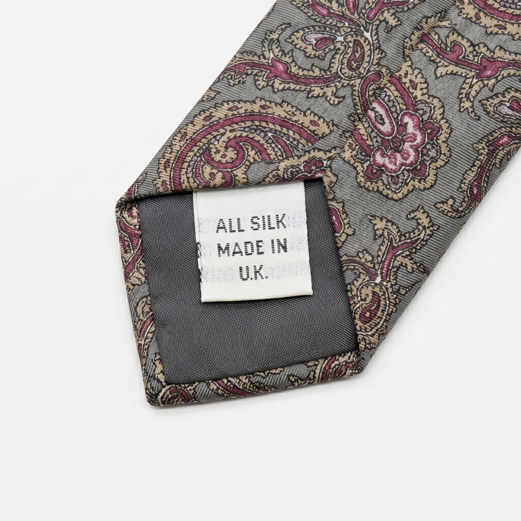 Pierre Cardin Vintage Sage Mauve Paisley Silk Tie